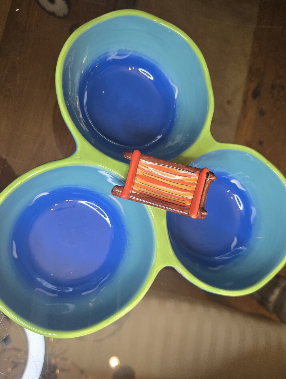 Clay Art Beach Scene Triple Dip Server